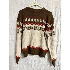 Buffalo Knitwear Pullover Sweater Men's Large Multicolor Fair Isle Retro Vintage